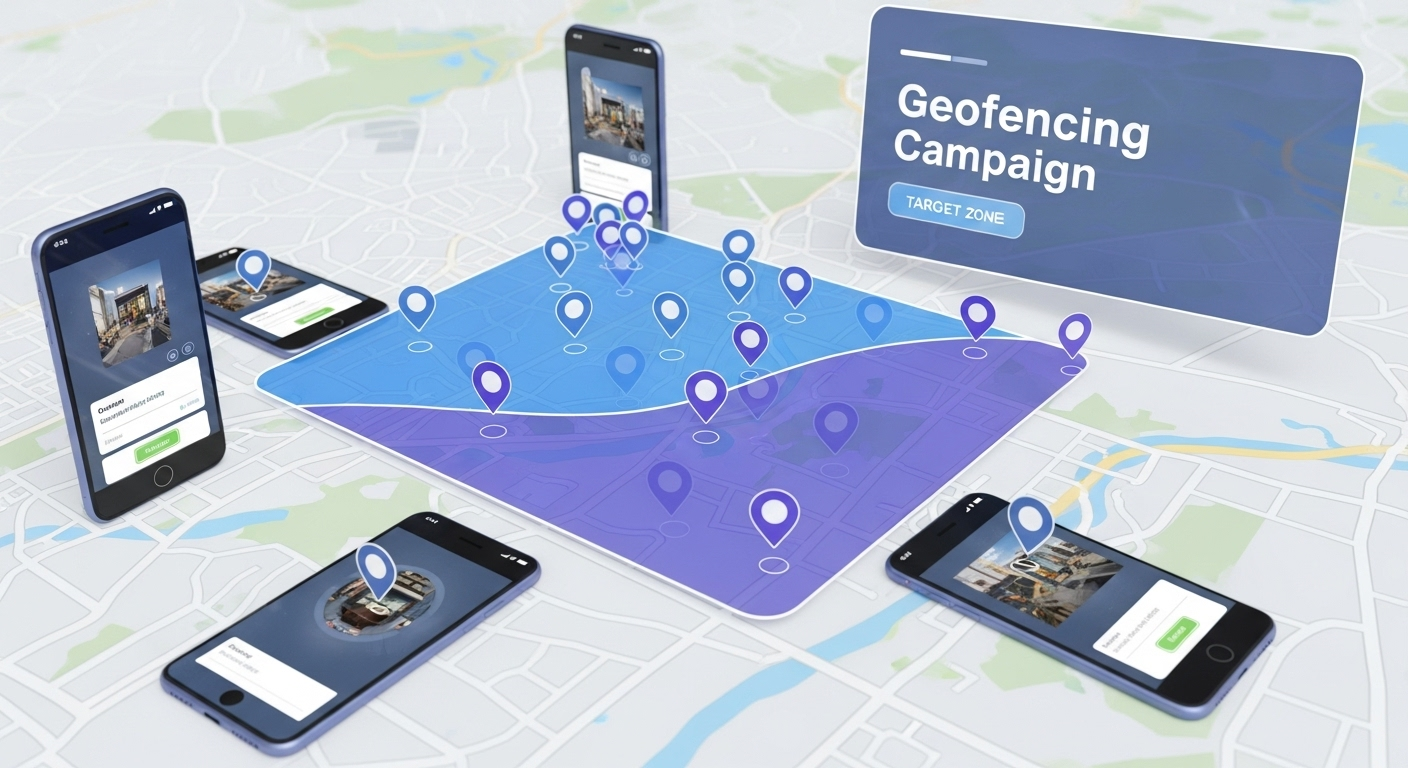 Geofencing dashboard from CreditScale Simplifi showing location targeting